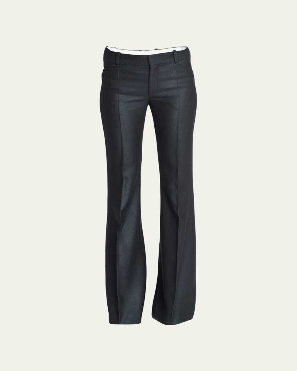 Armoured Silk Wool Bootcut-Leg Trousers